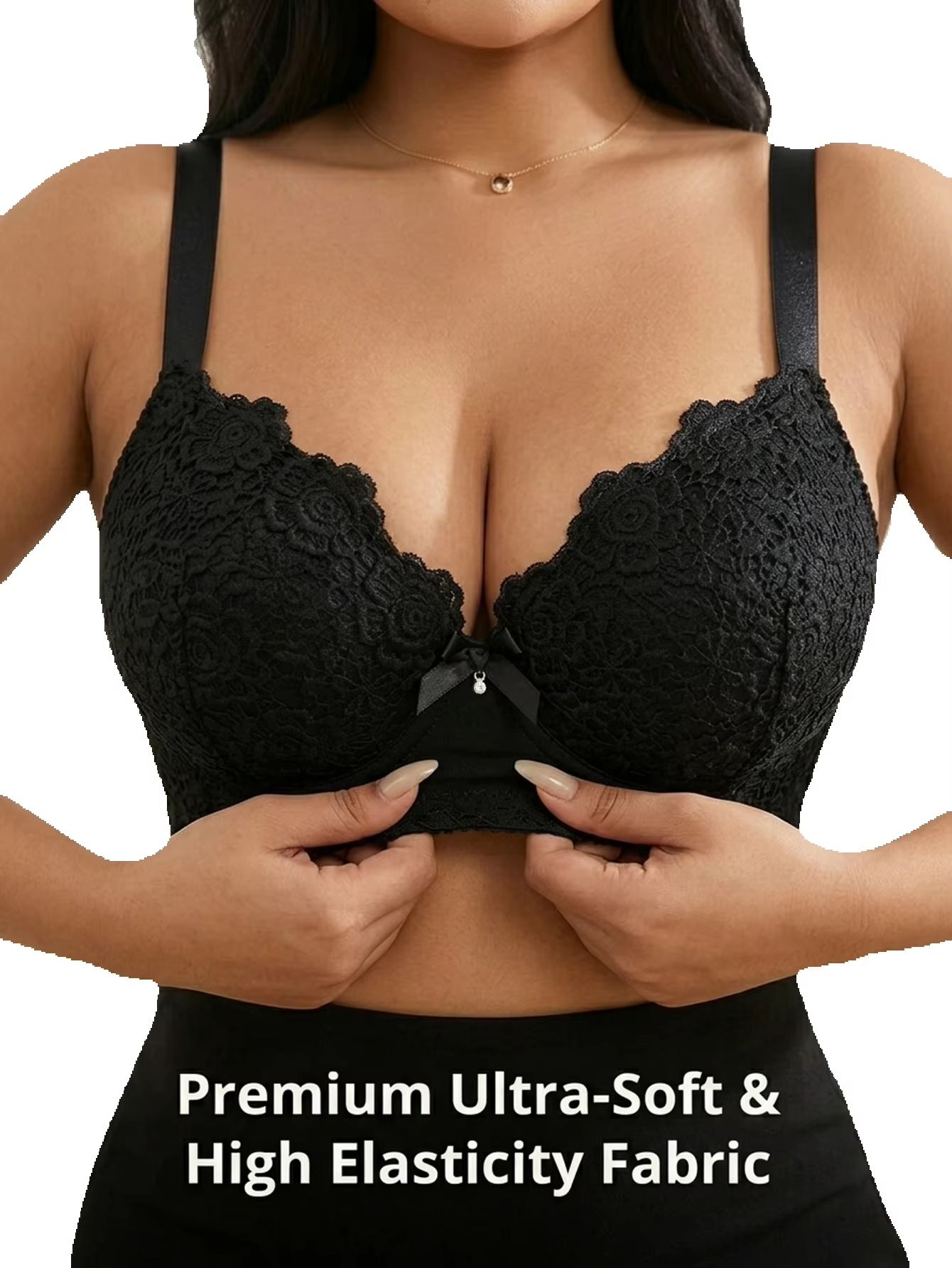 Plunge Bra Push Up - Sutiã Plus Size Floral com Bojo