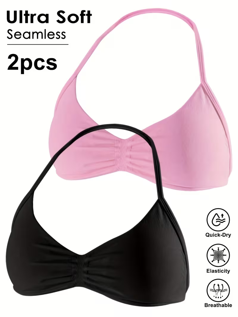 Plunge Bra Push Up - 2 peças Top Cropped Feminino Sem