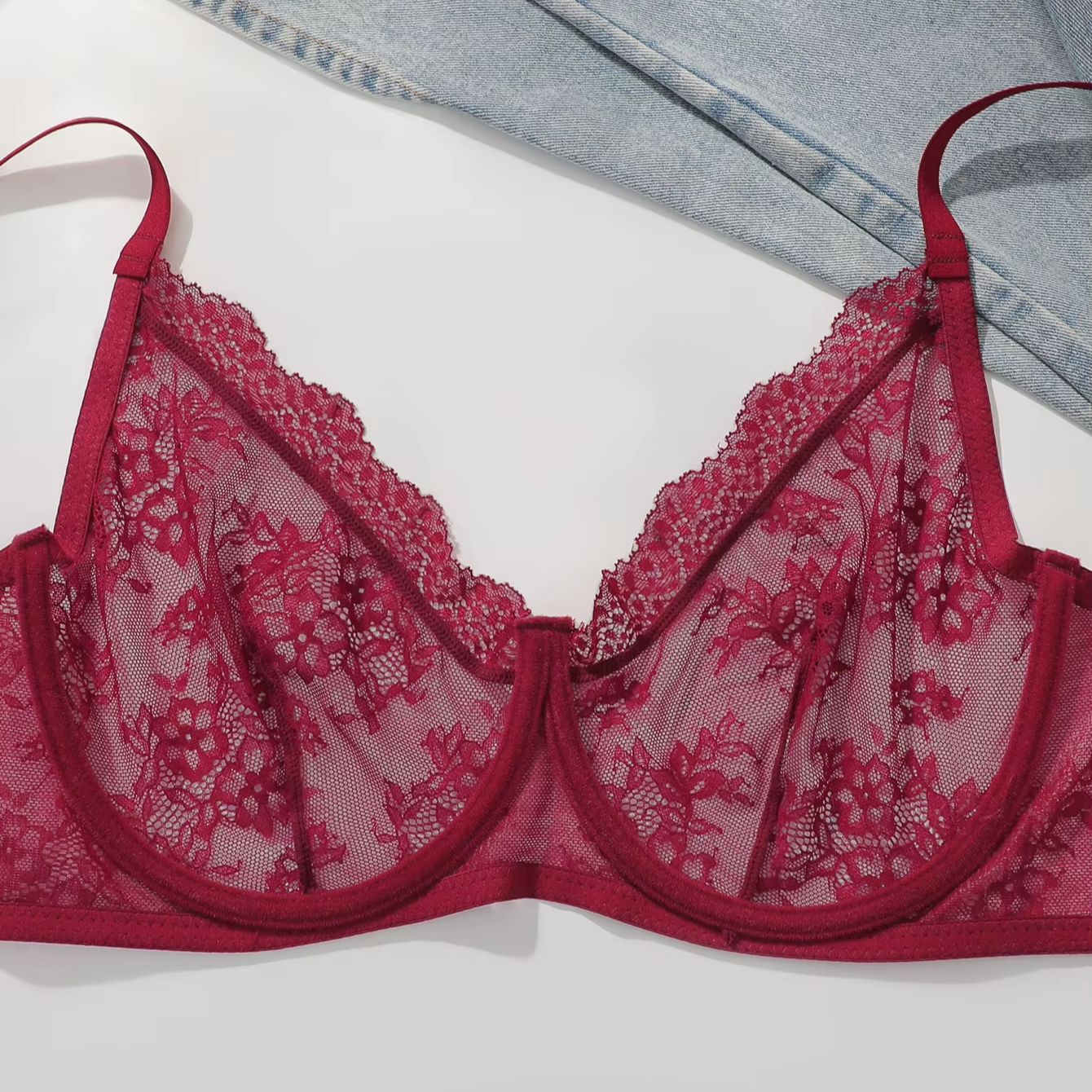 Sutiã de Renda Vermelha Plus S - Sheer Bra Lace avaliação e preço